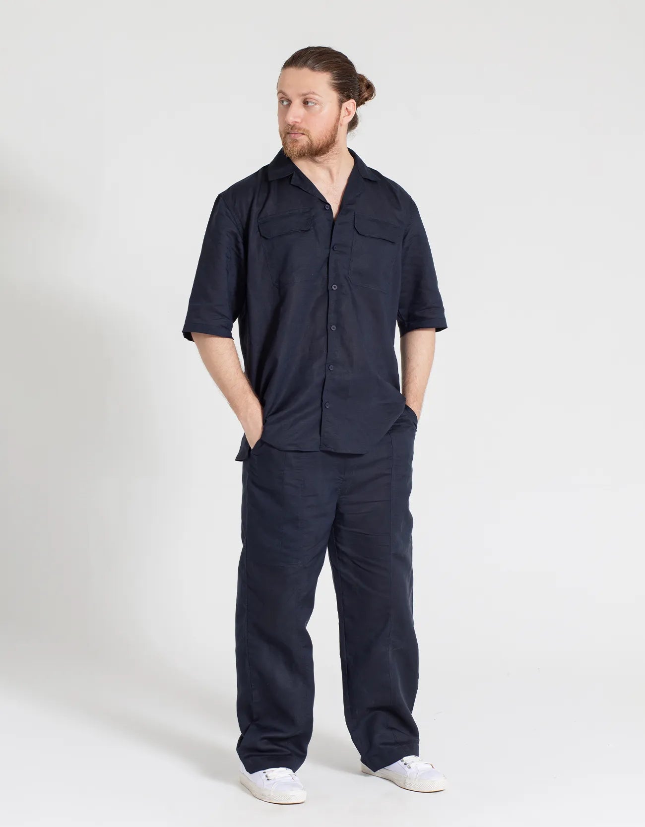 LINEN FLAP POCKET SHORT SLEEVES SHIRT