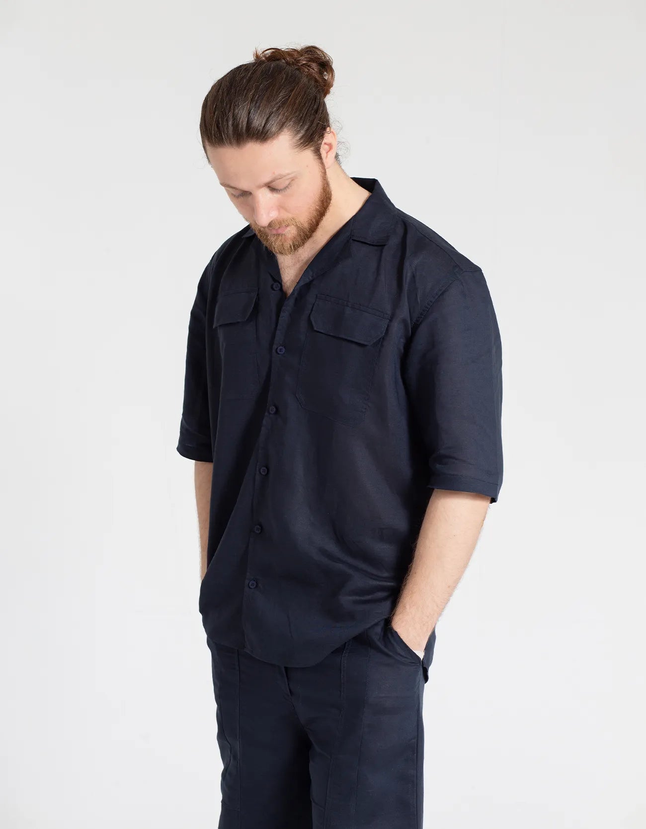 LINEN FLAP POCKET SHORT SLEEVES SHIRT