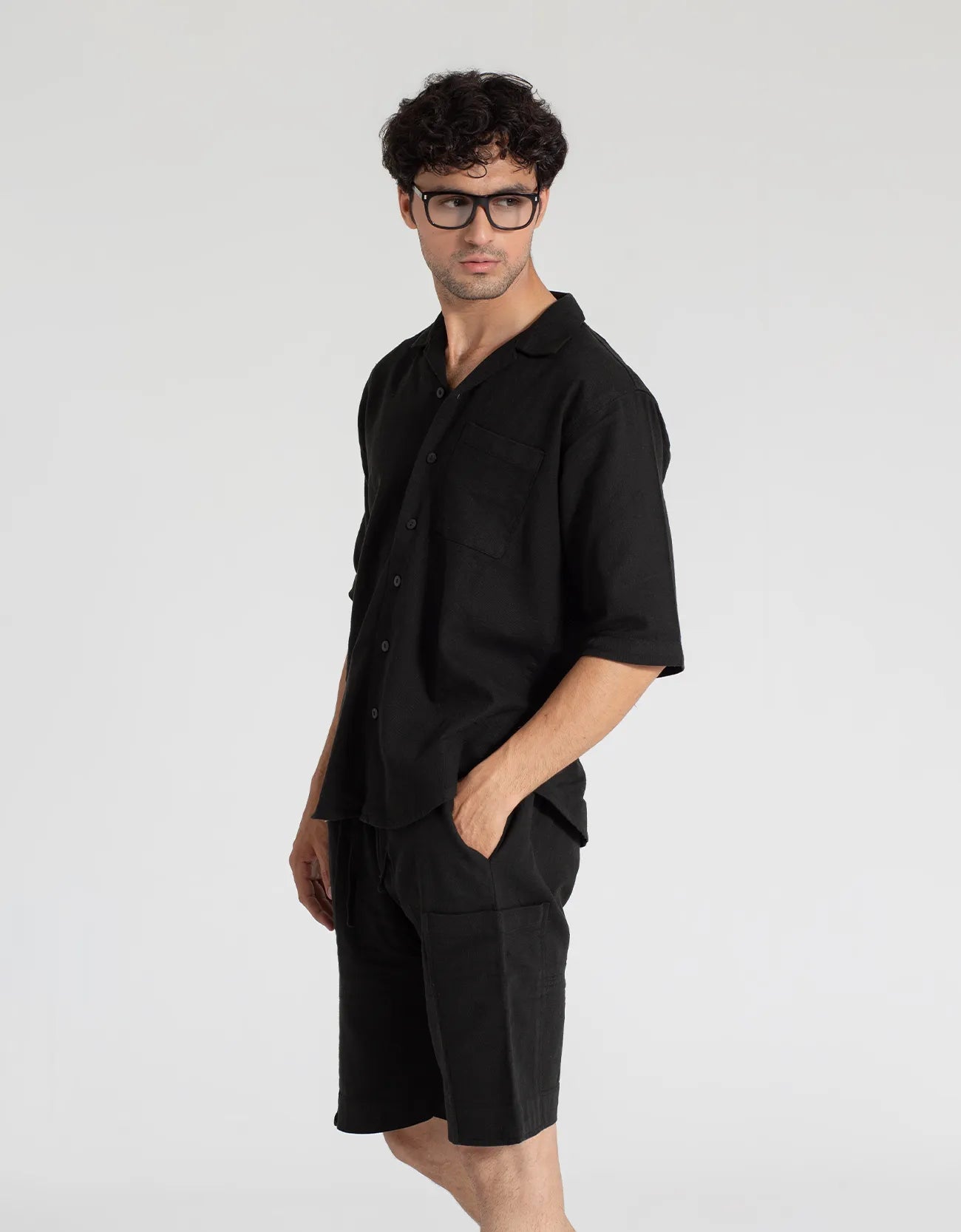 JACQUARD PANELLED POCKET SHORTS