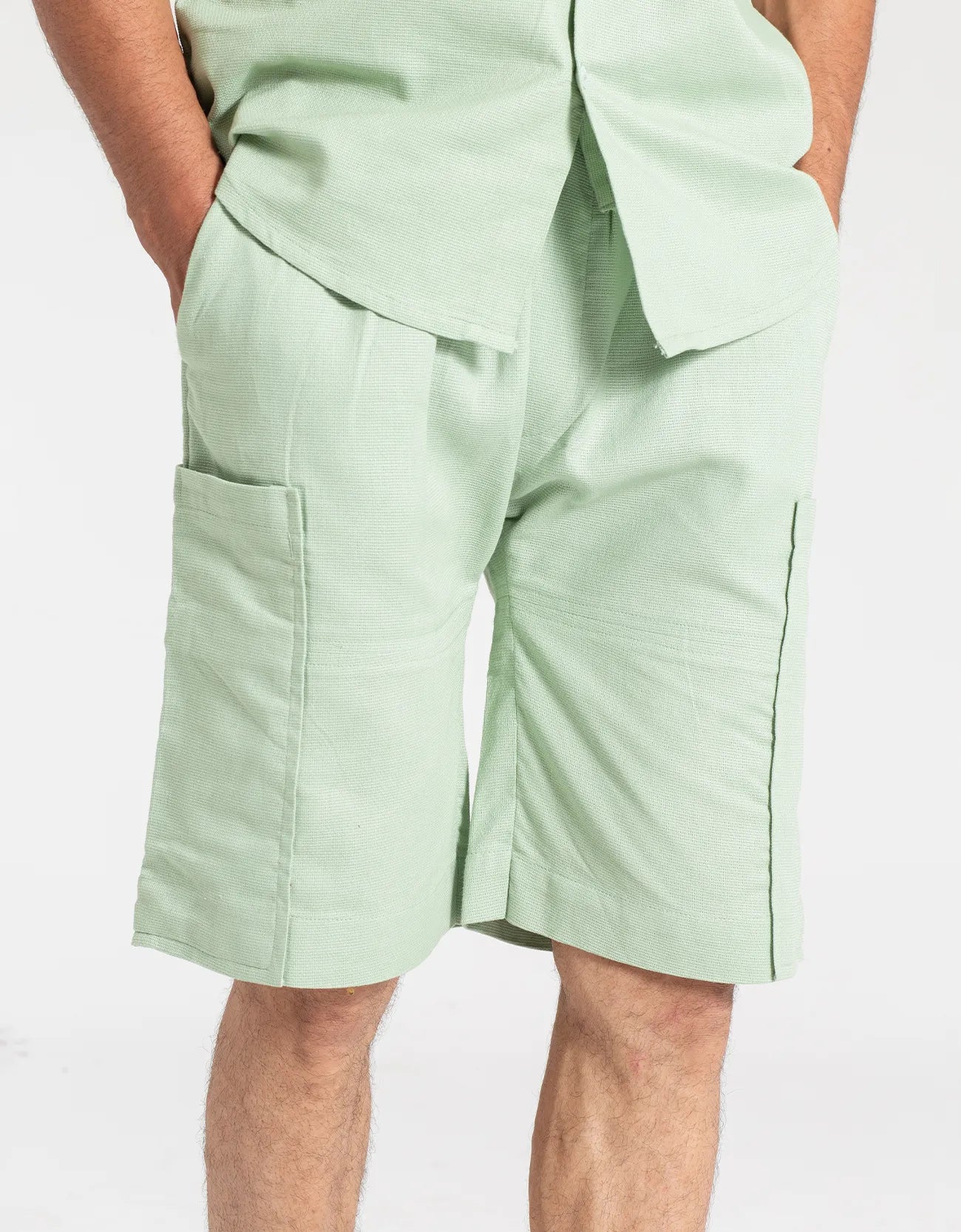 JACQUARD PANELLED POCKET SHORTS