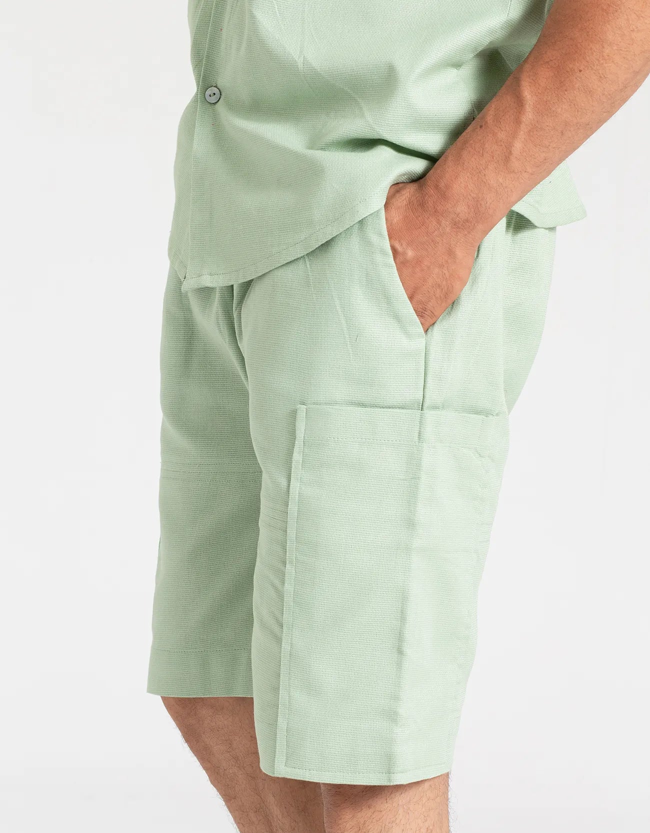 JACQUARD PANELLED POCKET SHORTS