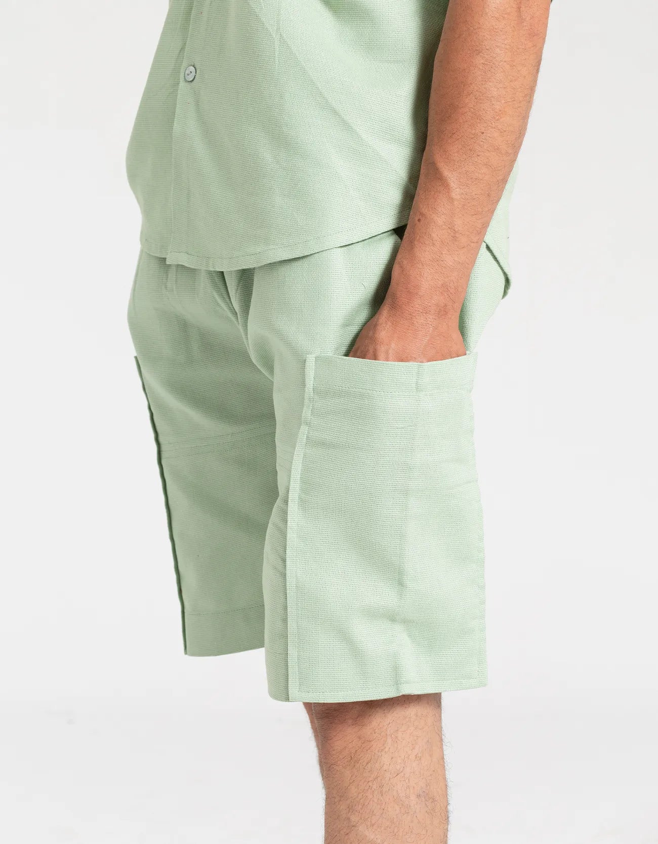 JACQUARD PANELLED POCKET SHORTS