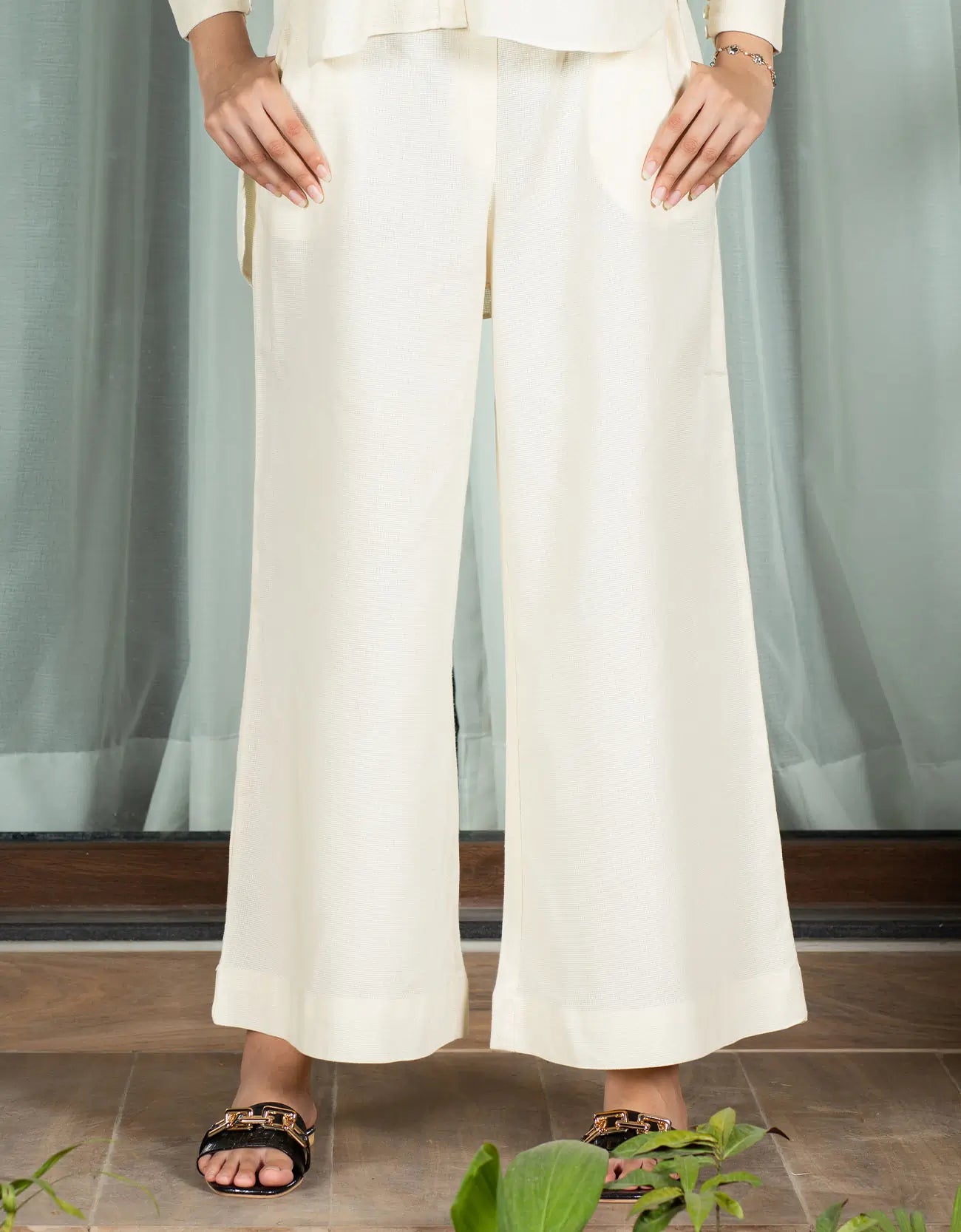 JACQUARD WIDE LEG TROUSER