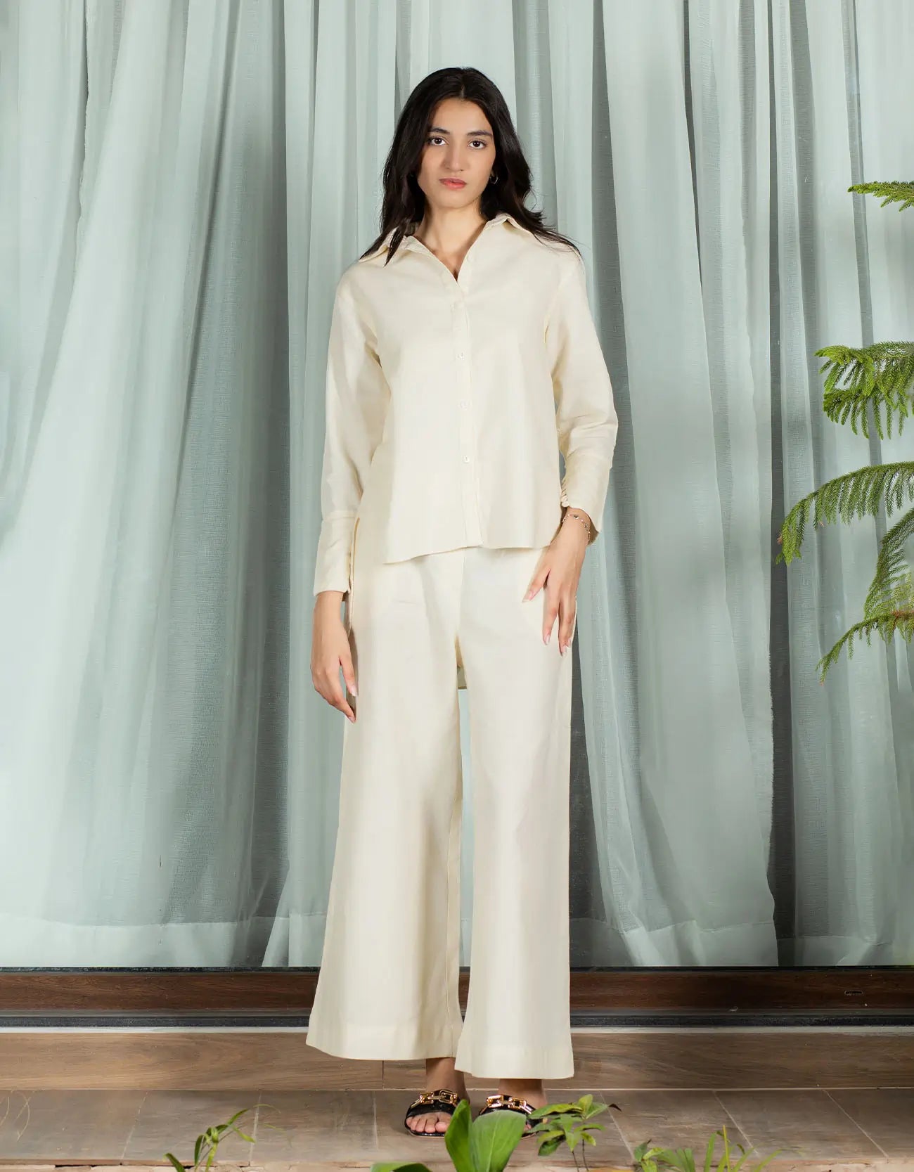 JACQUARD WIDE LEG TROUSER