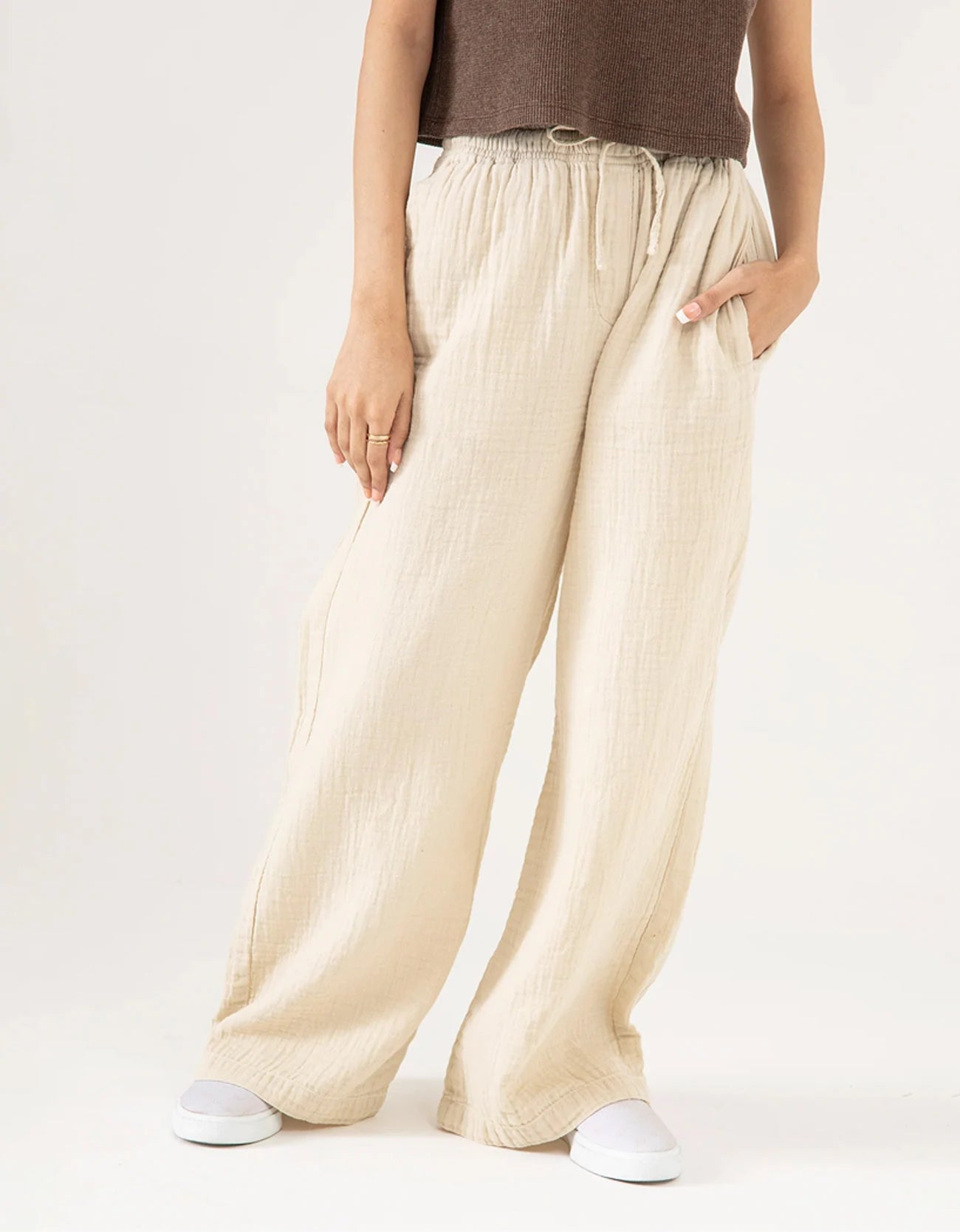 WIDE LEG MUSLIN TROUSER