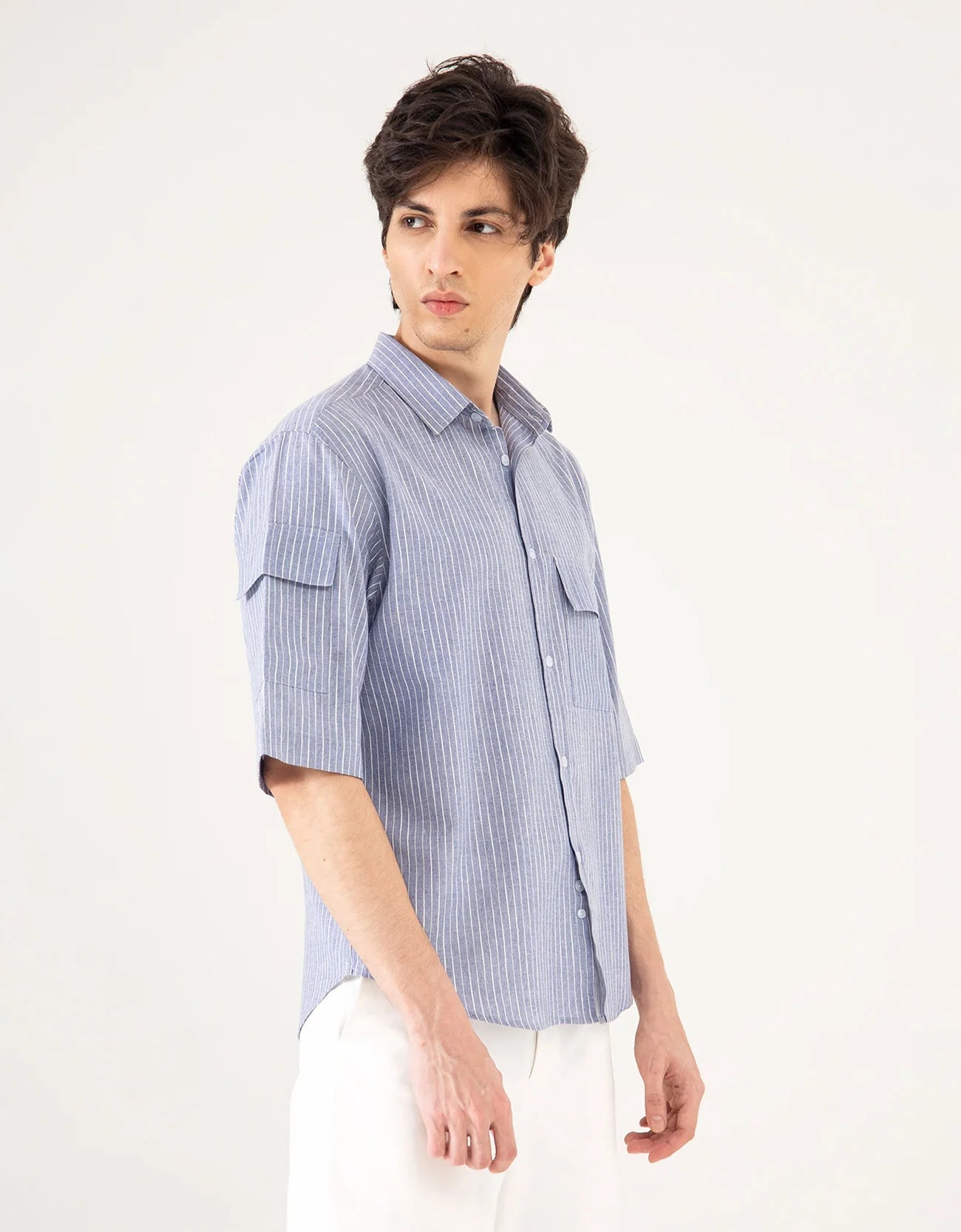 STRIPED PATCH POCKET SHIRT