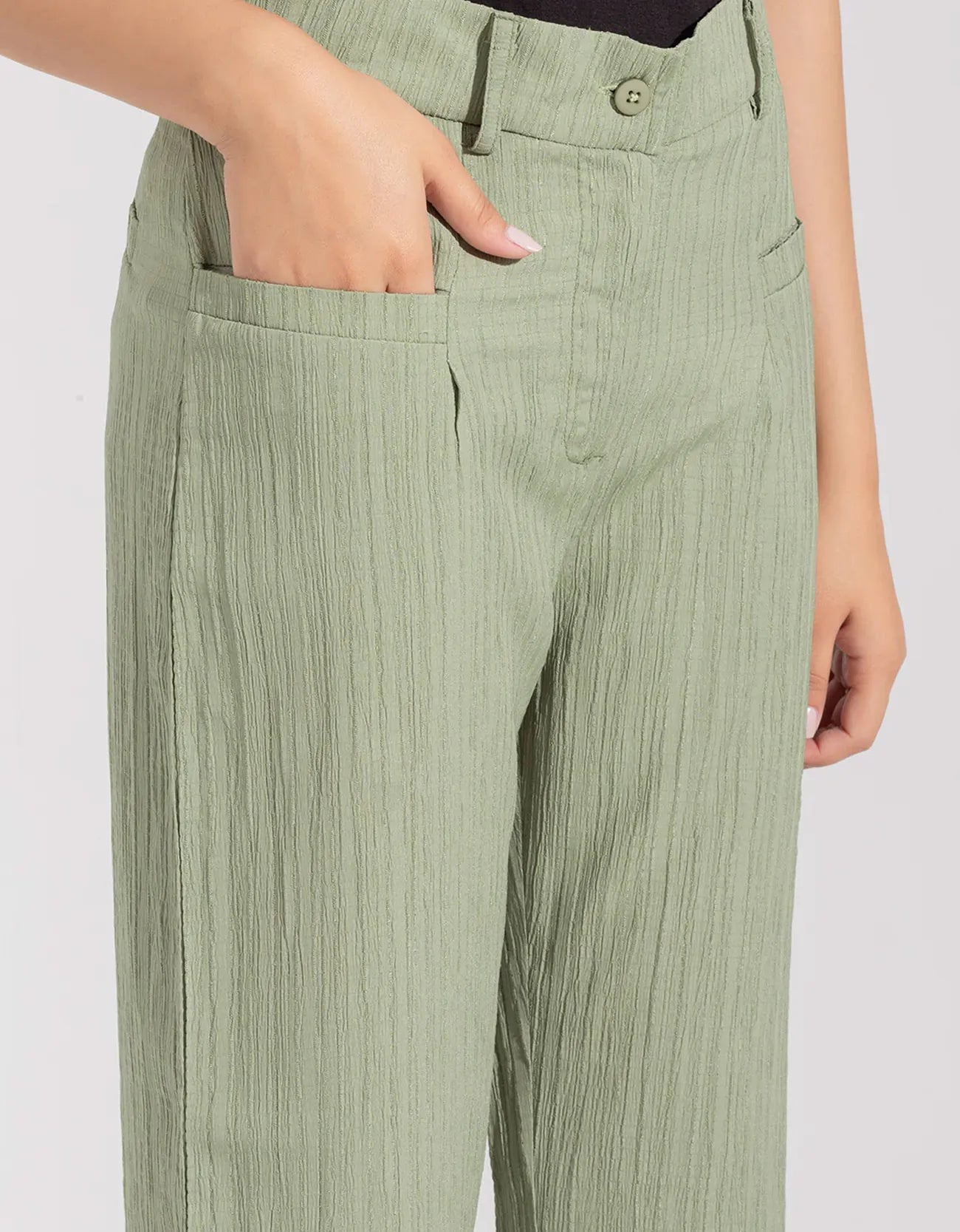 TEXTURED WIDE LEG PANTS
