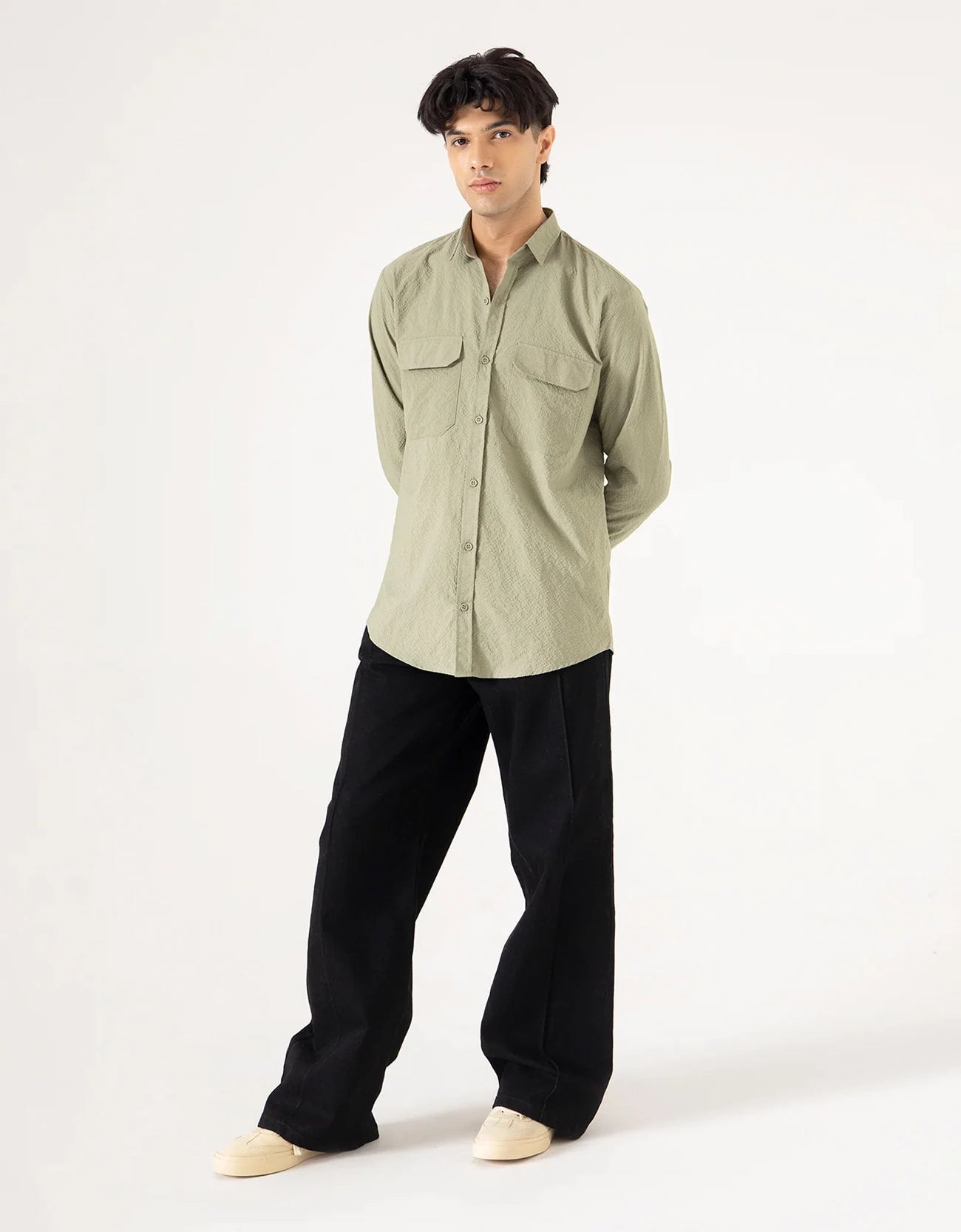 FLAP POCKET TEXTURED SHIRT