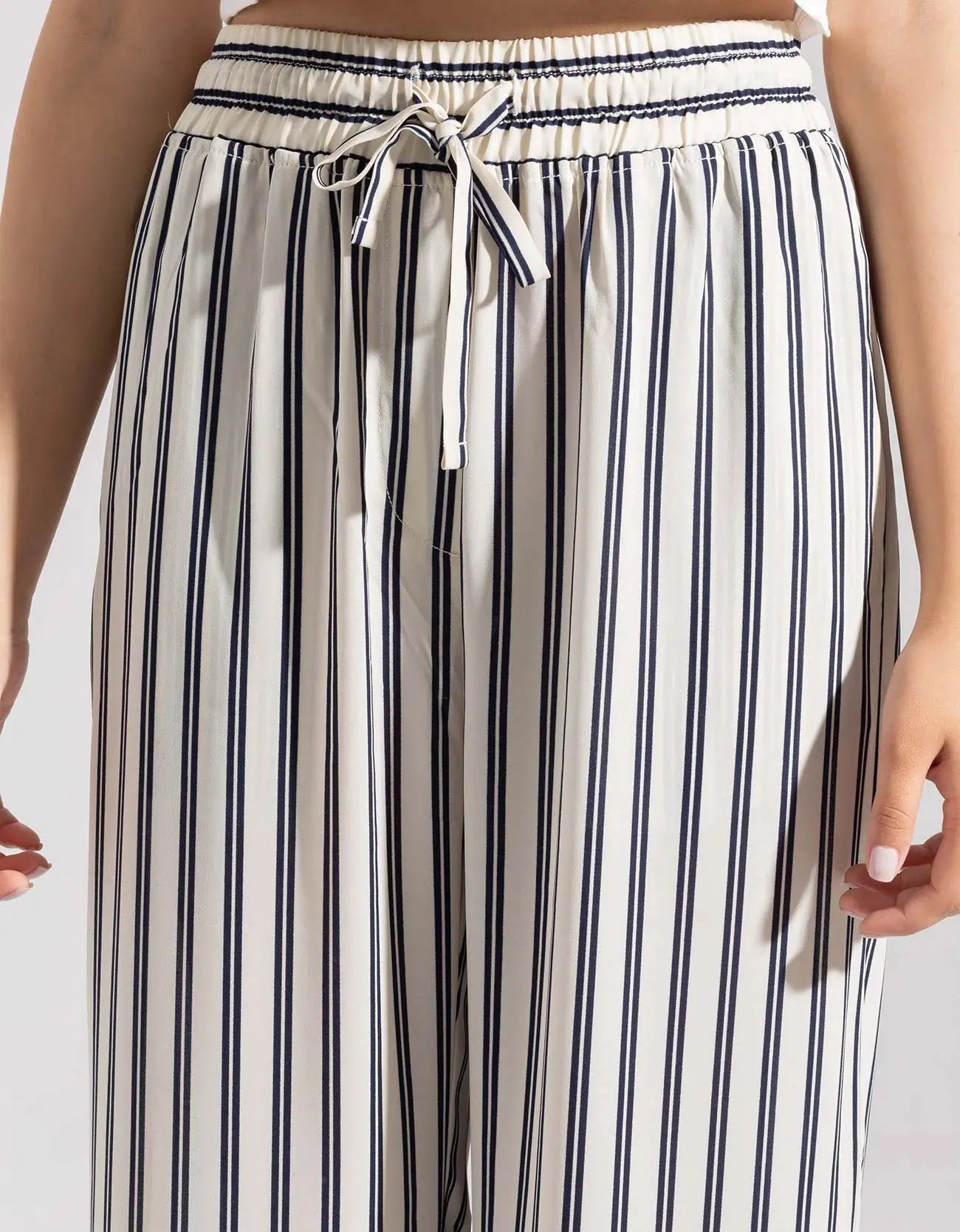 STRIPPED WIDE LEG TROUSERS