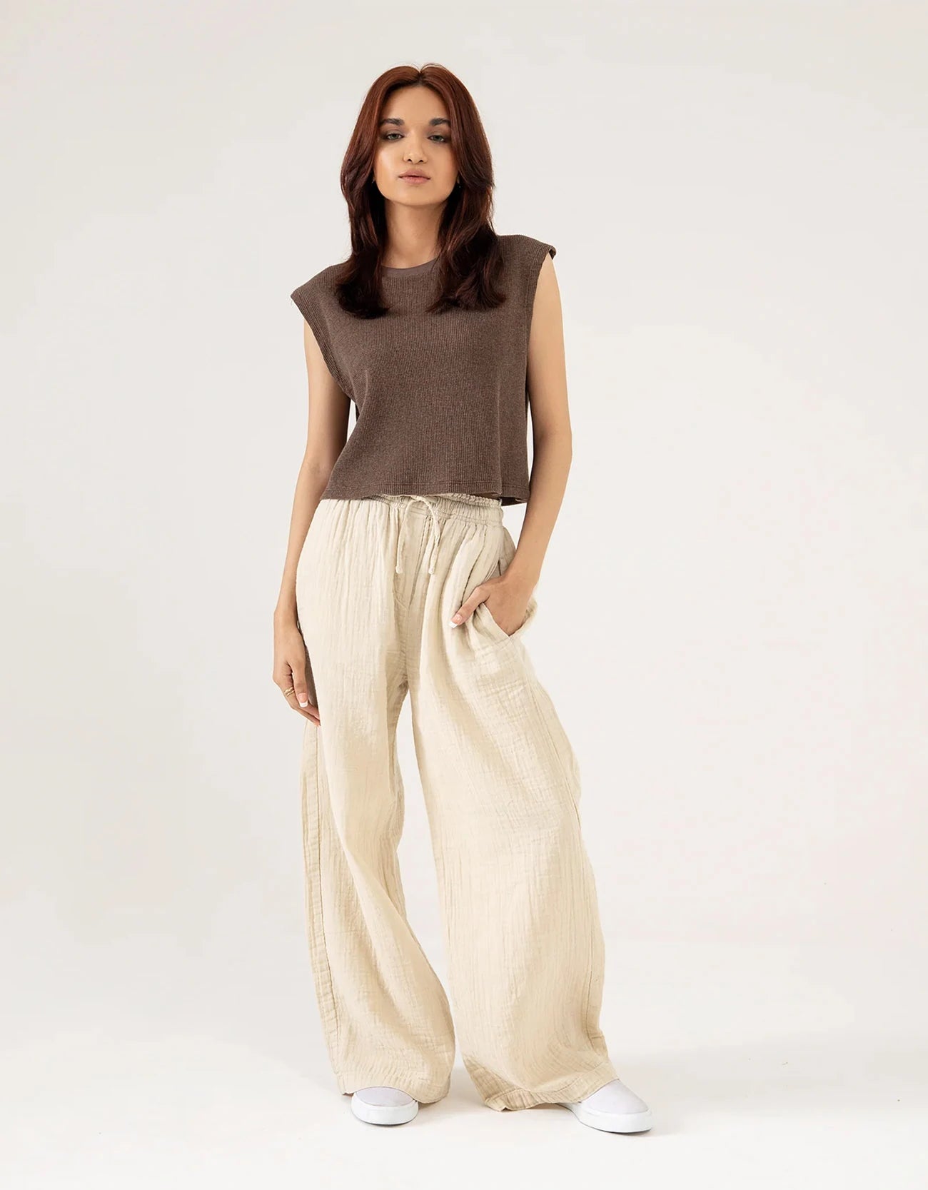 WIDE LEG MUSLIN TROUSER
