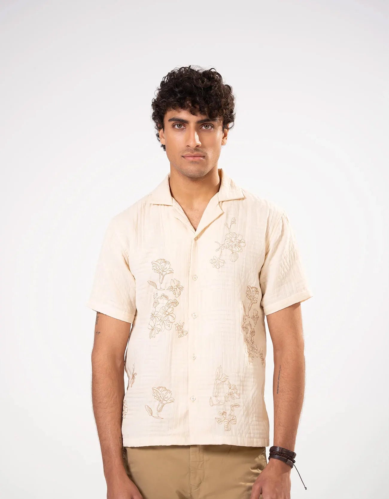 TEXTURED CAMP COLLAR SHIRT