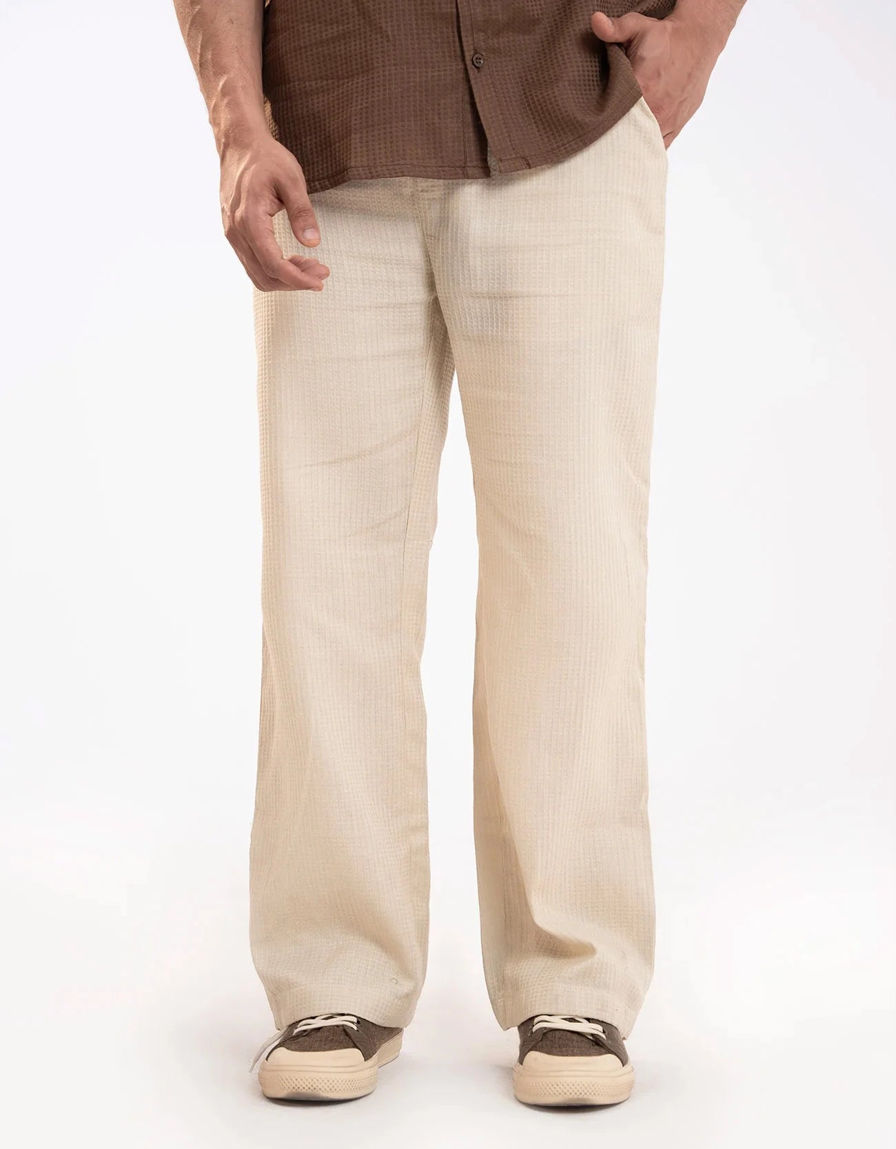 WAFFLE TEXTURED RELAXED PANTS