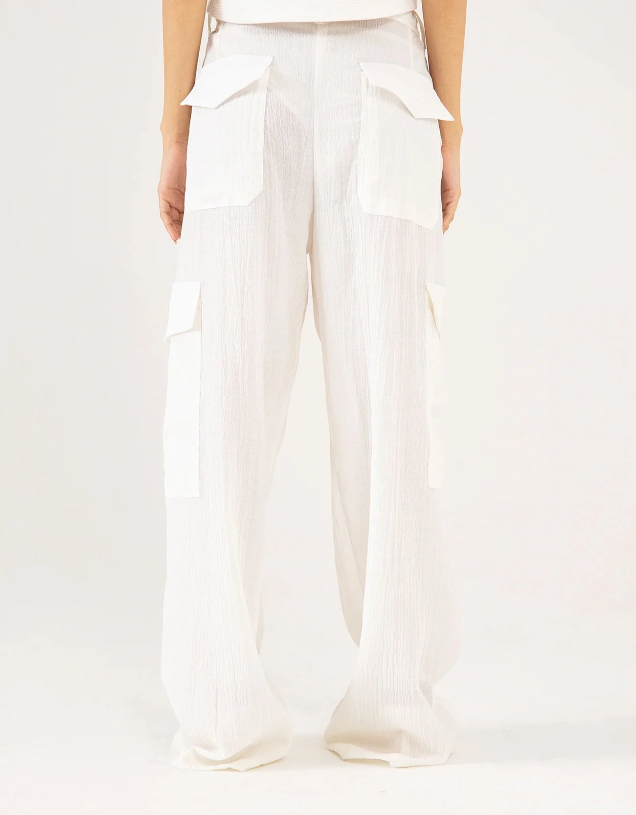 TEXTURED CARGO WIDELEG PANTS
