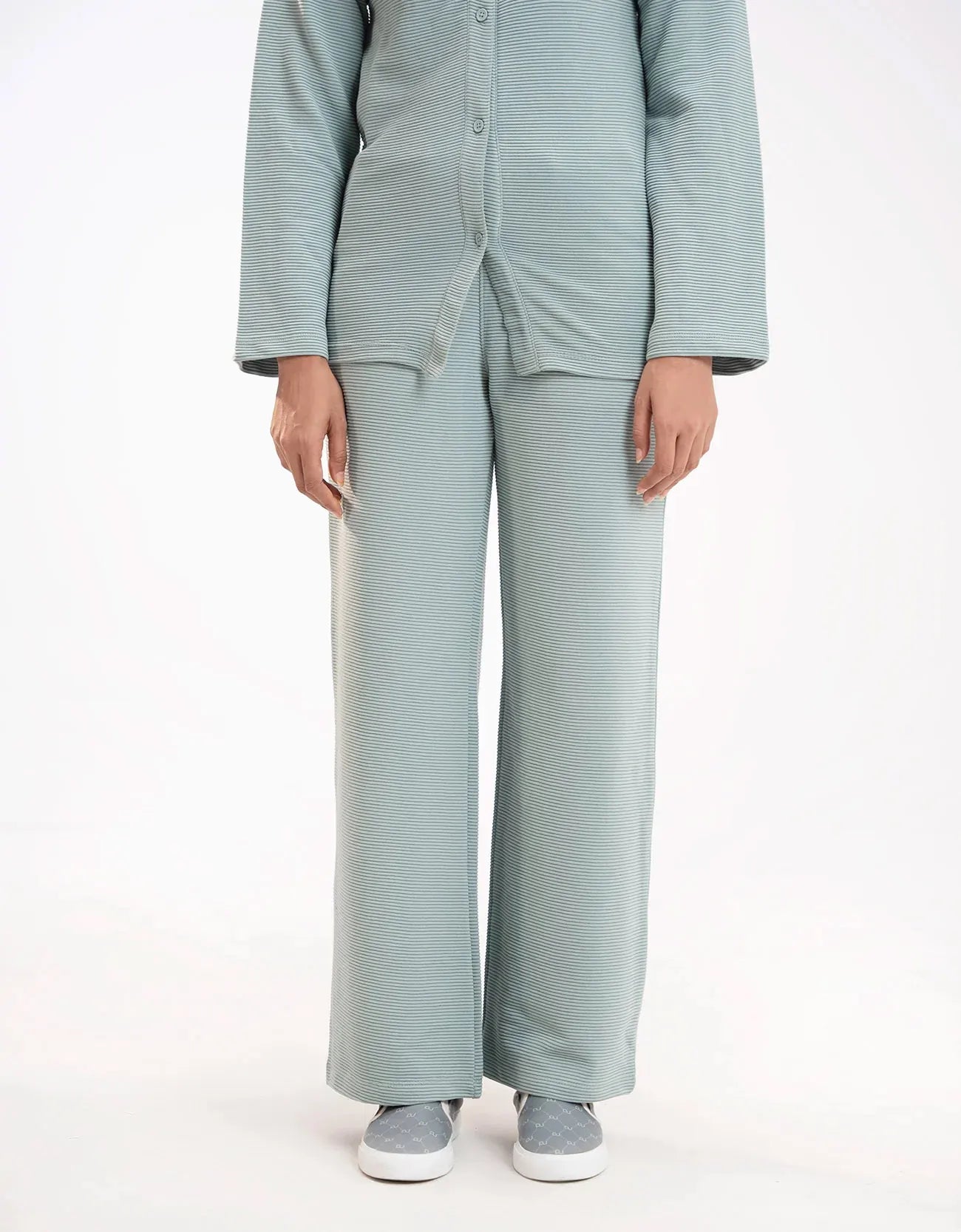 TEXTURED WIDE LEG TROUSER