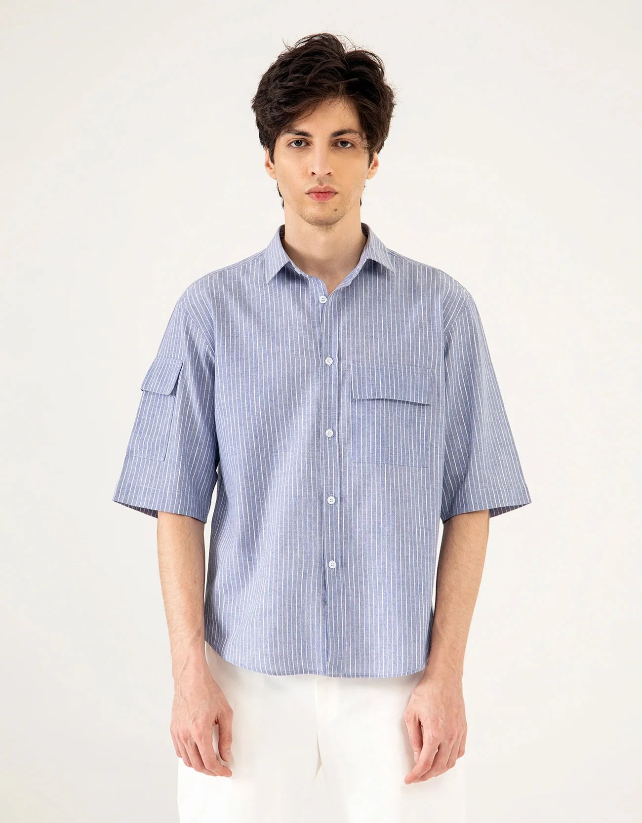 STRIPED PATCH POCKET SHIRT