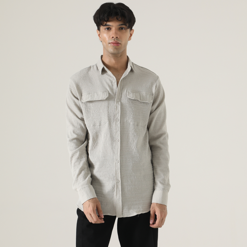 FLAP POCKET TEXTURED SHIRT