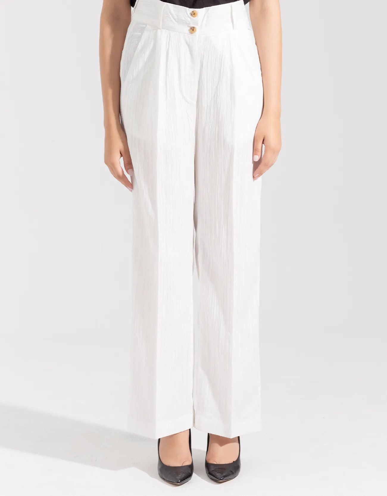 TEXTURED WIDE LEG PANTS