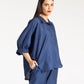 LINEN BATWING COLLARED SHIRT WITH TROUSER