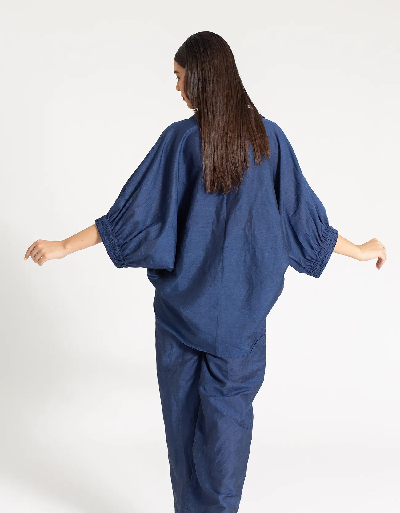 LINEN BATWING COLLARED SHIRT WITH TROUSER