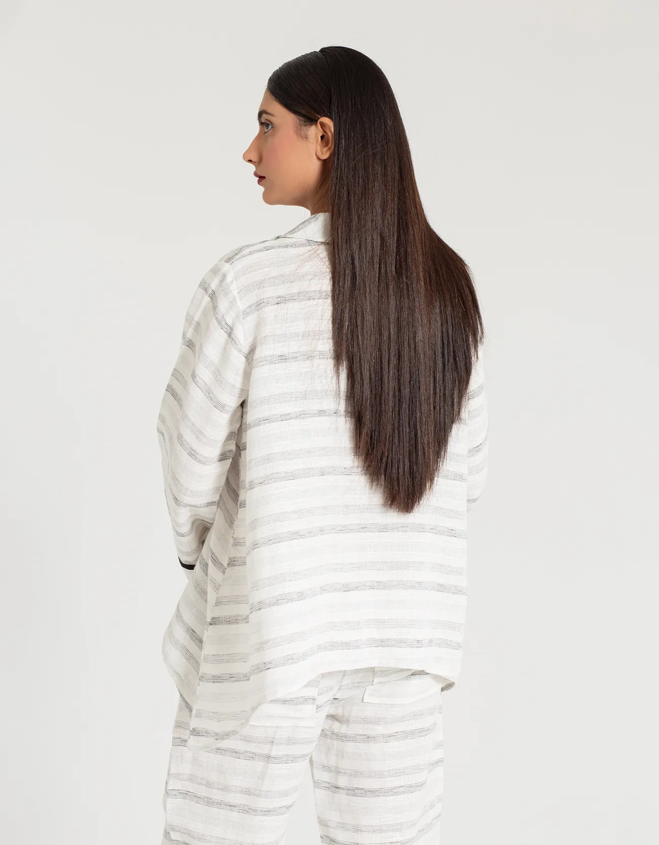 TEXTURED COLLARED A-LINE SHIRT WITH TROUSER