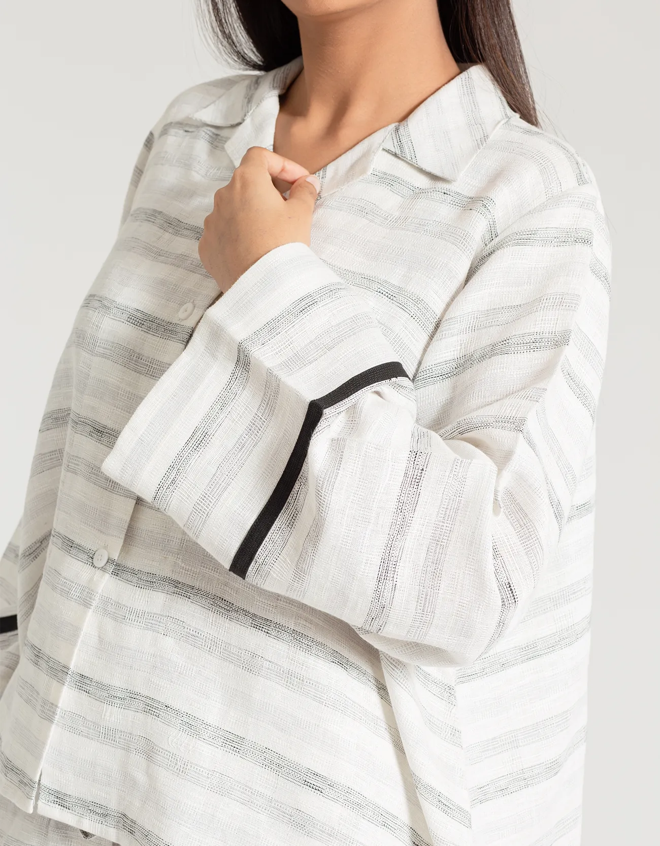 TEXTURED COLLARED A-LINE SHIRT WITH TROUSER