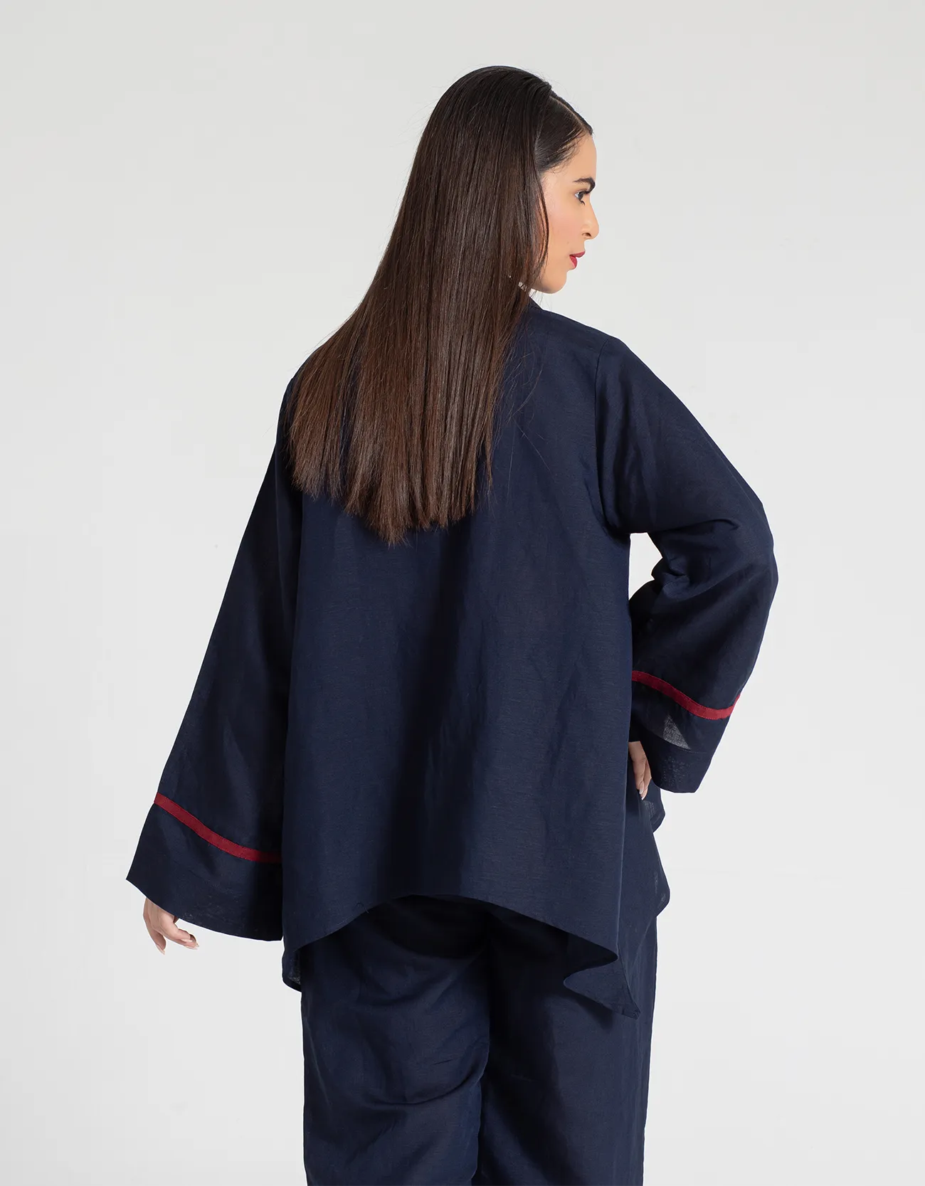 TEXTURED COLLARED A-LINE SHIRT WITH TROUSER