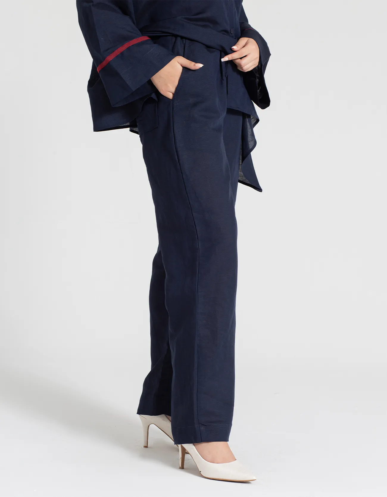 TEXTURED COLLARED A-LINE SHIRT WITH TROUSER