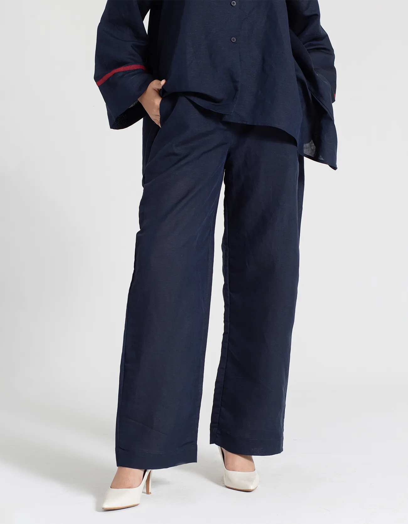 TEXTURED COLLARED A-LINE SHIRT WITH TROUSER