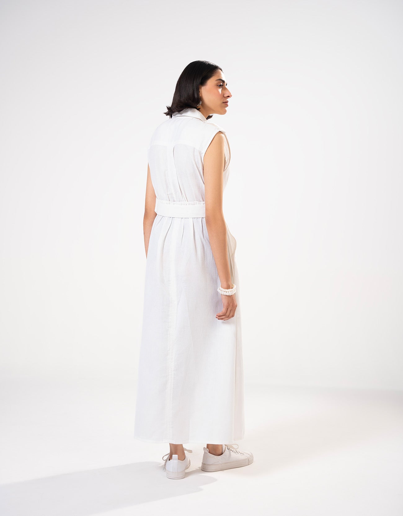 TEXTURED BUTTON DOWN DRESS