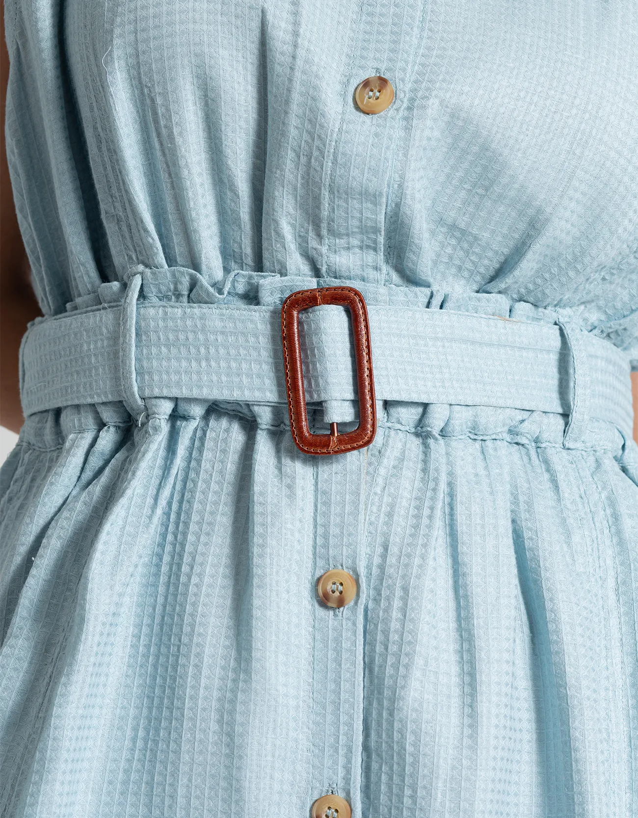 TEXTURED BUTTON DOWN DRESS