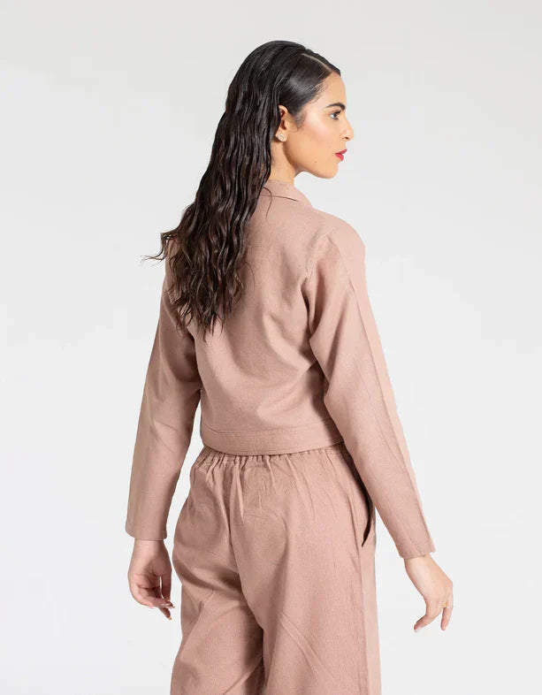 JACQUARD CROPPED SHIRT WITH FLAP POCKETS