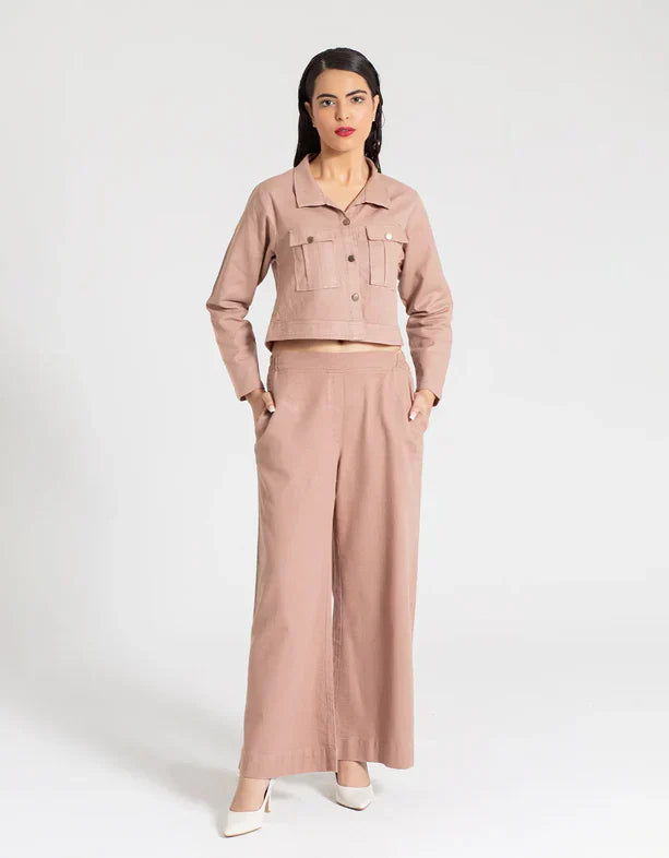 JACQUARD CROPPED SHIRT WITH FLAP POCKETS