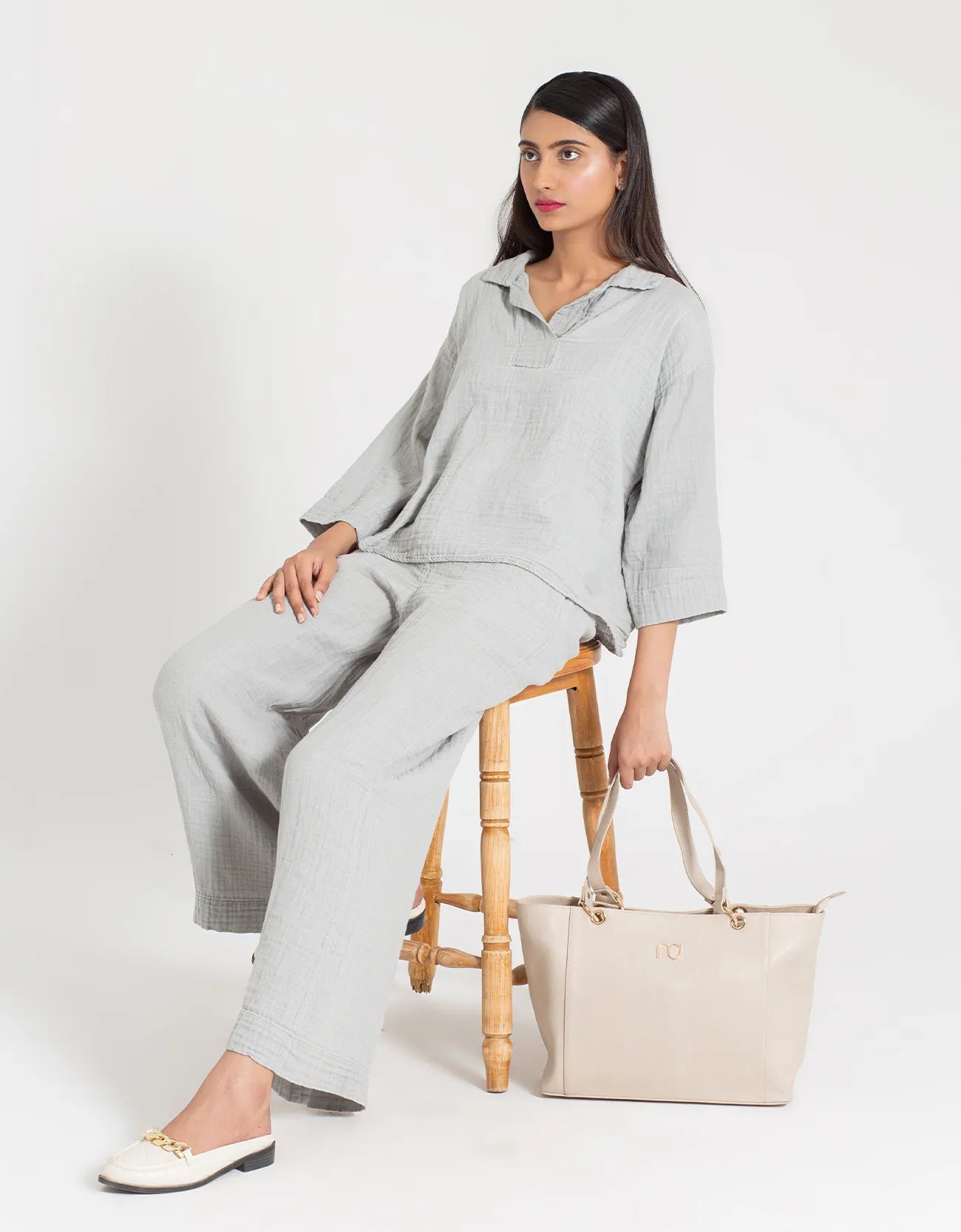 MUSLIN JHONNY COLLAR SHIRT