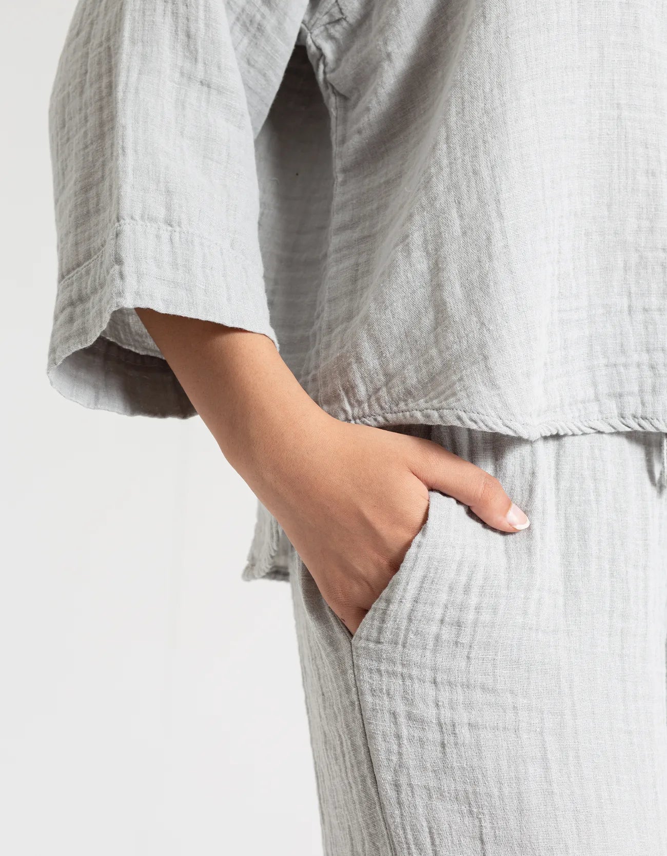 MUSLIN JHONNY COLLAR SHIRT