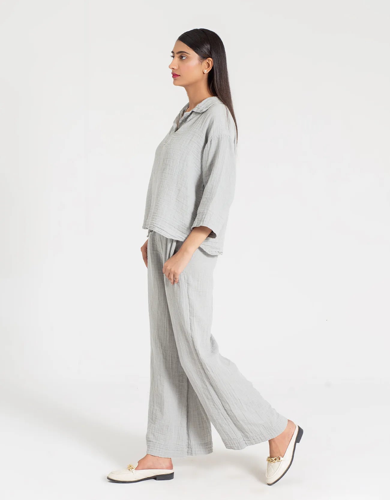 MUSLIN JHONNY COLLAR SHIRT