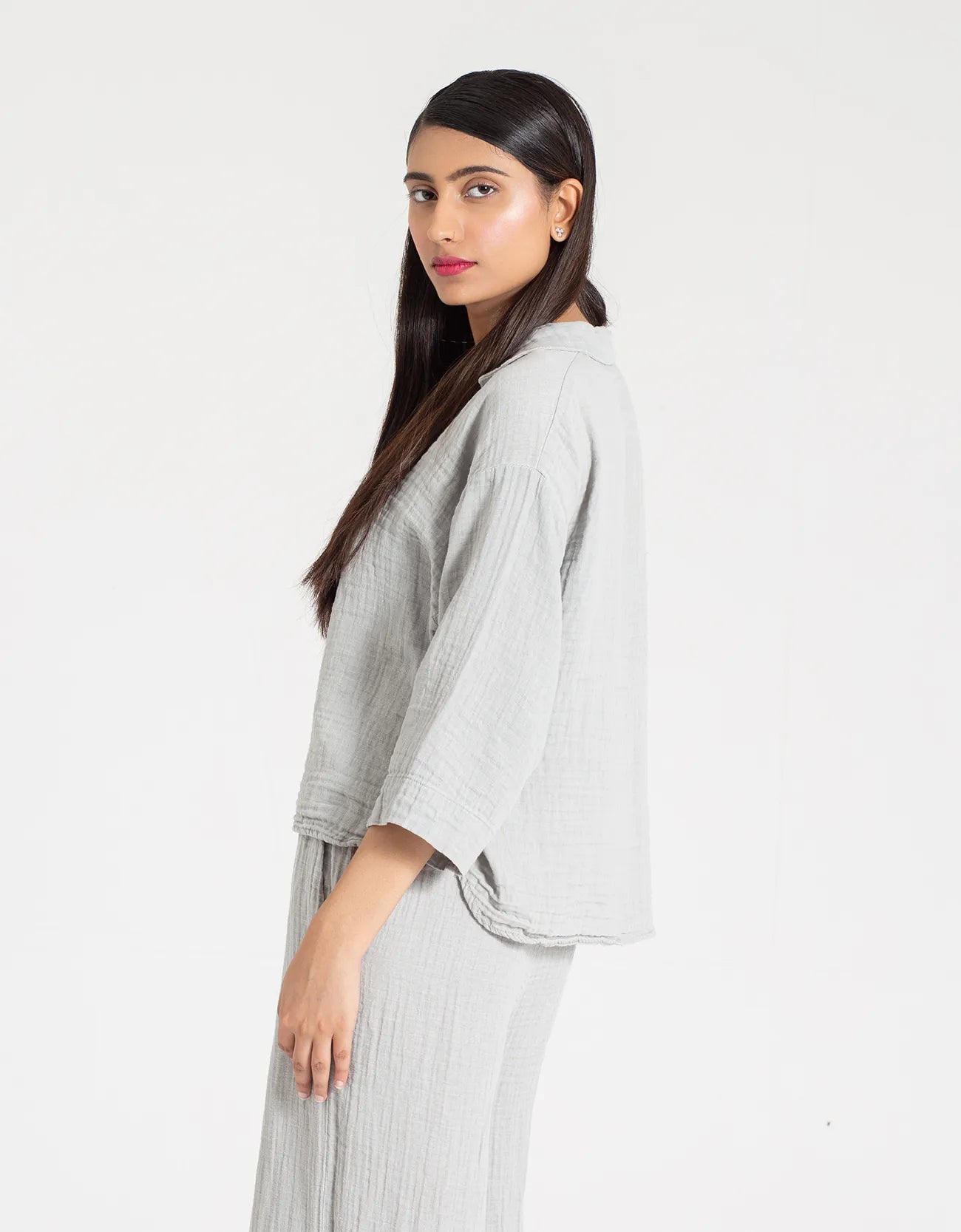 MUSLIN JHONNY COLLAR SHIRT