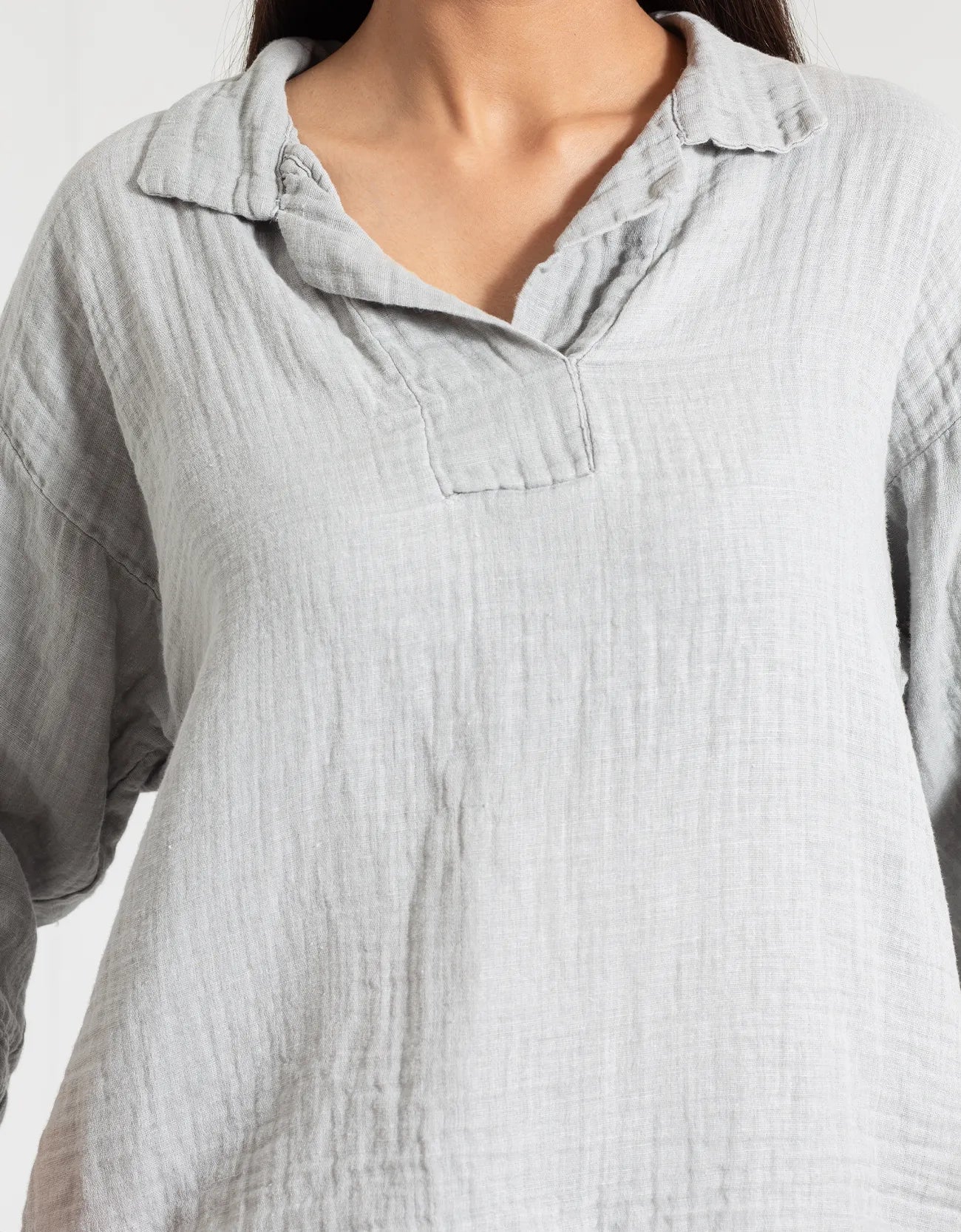 MUSLIN JHONNY COLLAR SHIRT