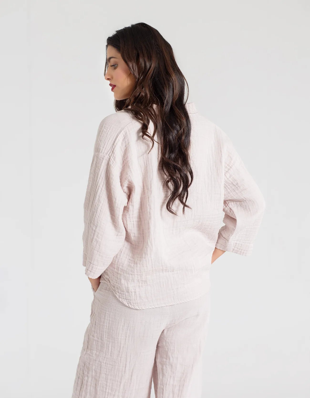 MUSLIN JHONNY COLLAR SHIRT