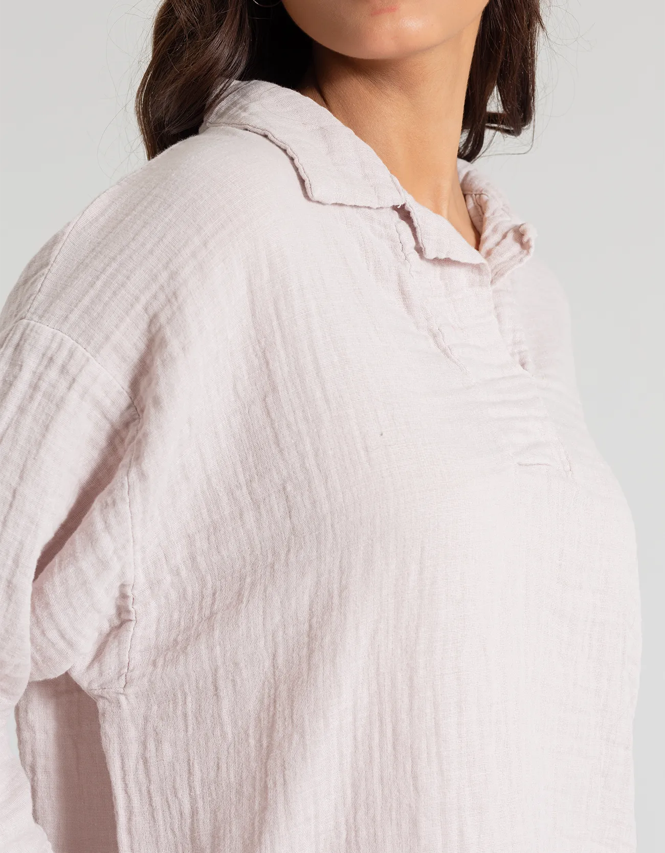 MUSLIN JHONNY COLLAR SHIRT