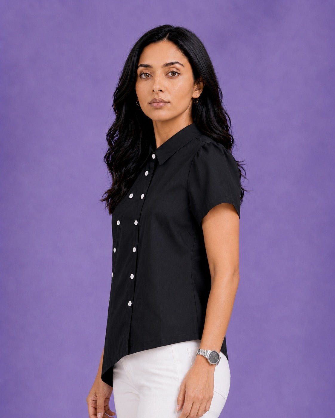 ASYMMETRICAL BUTTON DOWN SHIRT