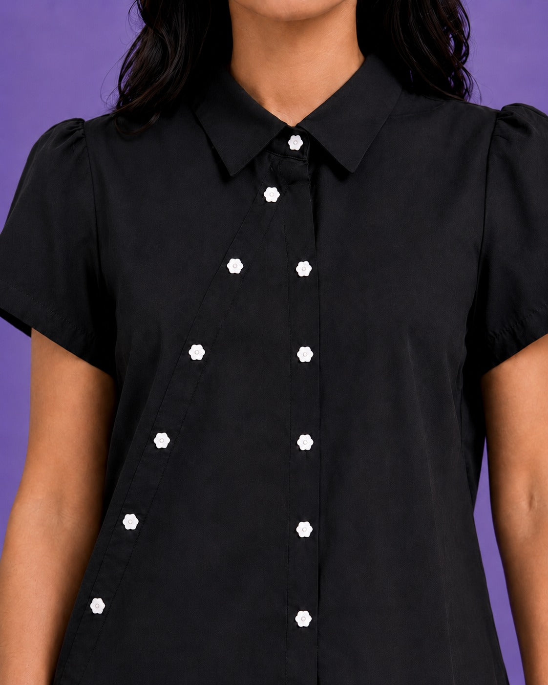 ASYMMETRICAL BUTTON DOWN SHIRT