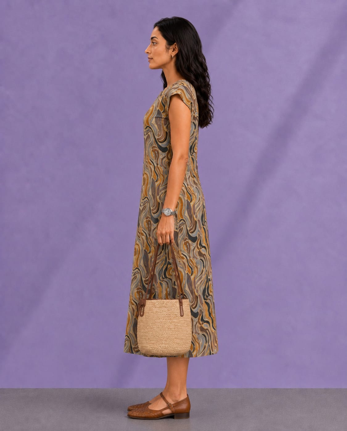 WOMEN ABSTRACT MIDI DRESS