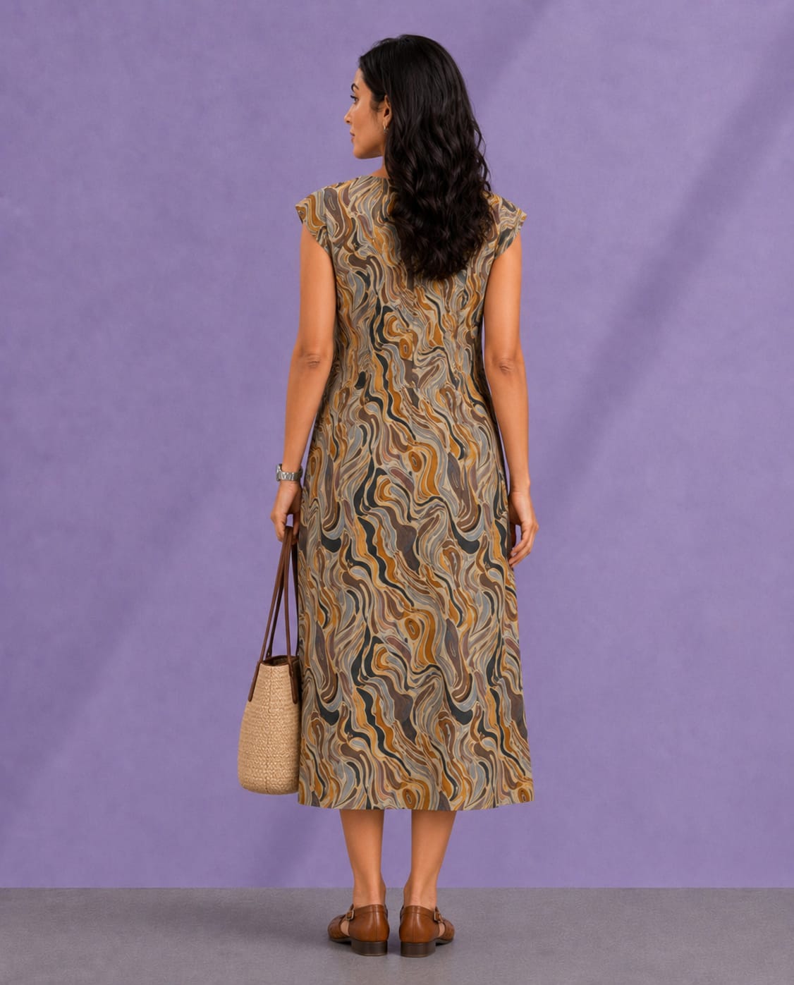 WOMEN ABSTRACT MIDI DRESS