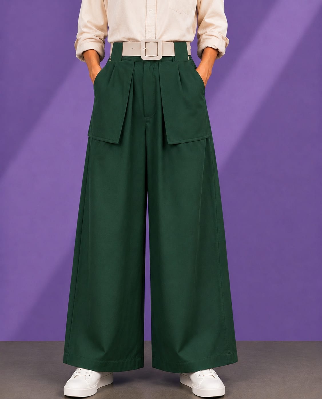 RELAXED FIT WIDE LEG PANTS