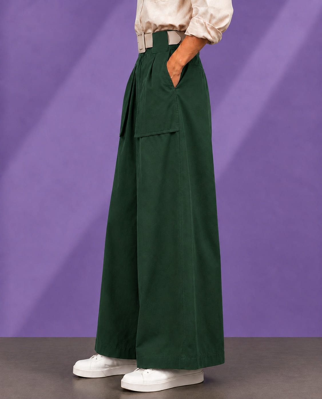 RELAXED FIT WIDE LEG PANTS