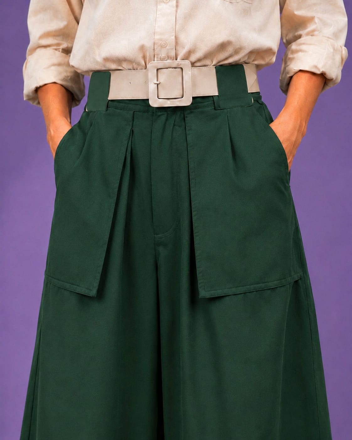 RELAXED FIT WIDE LEG PANTS