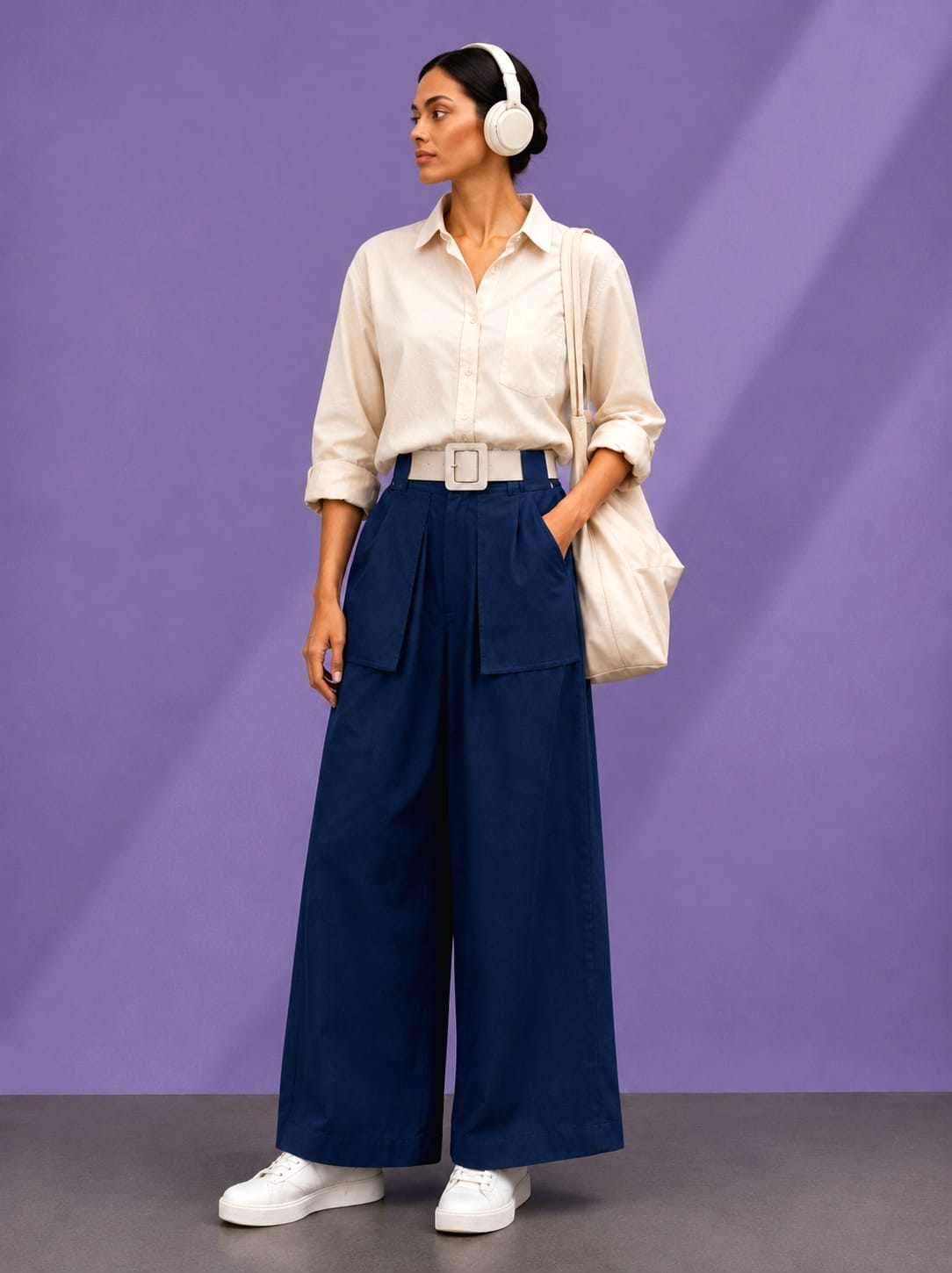 RELAXED FIT WIDE LEG PANTS