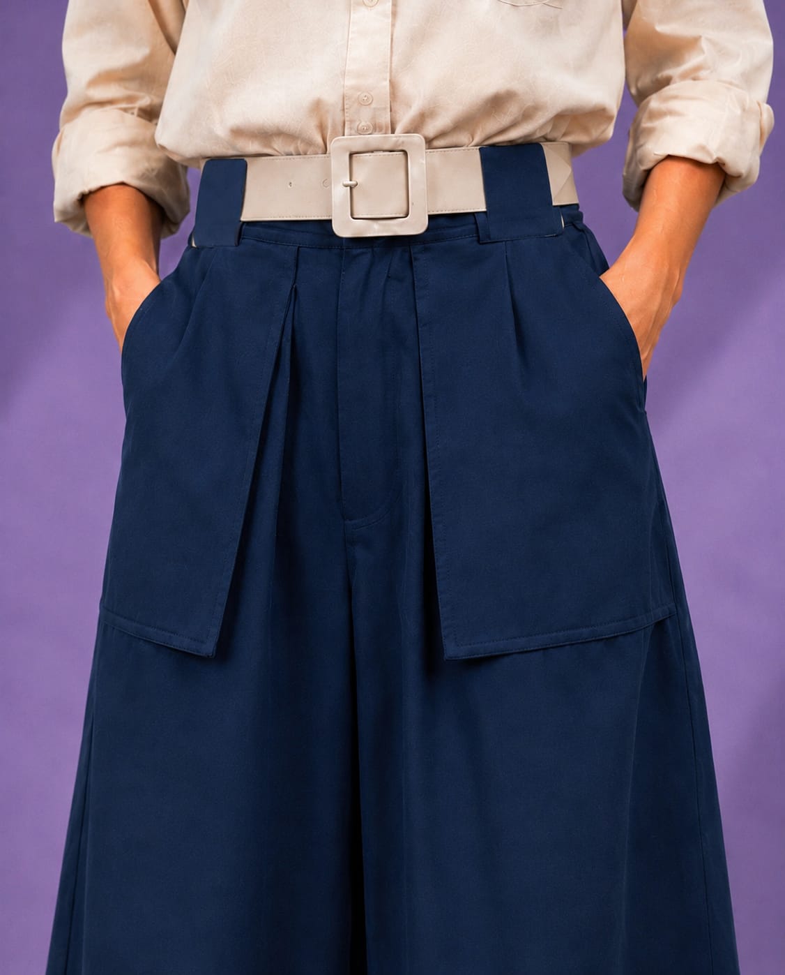 RELAXED FIT WIDE LEG PANTS