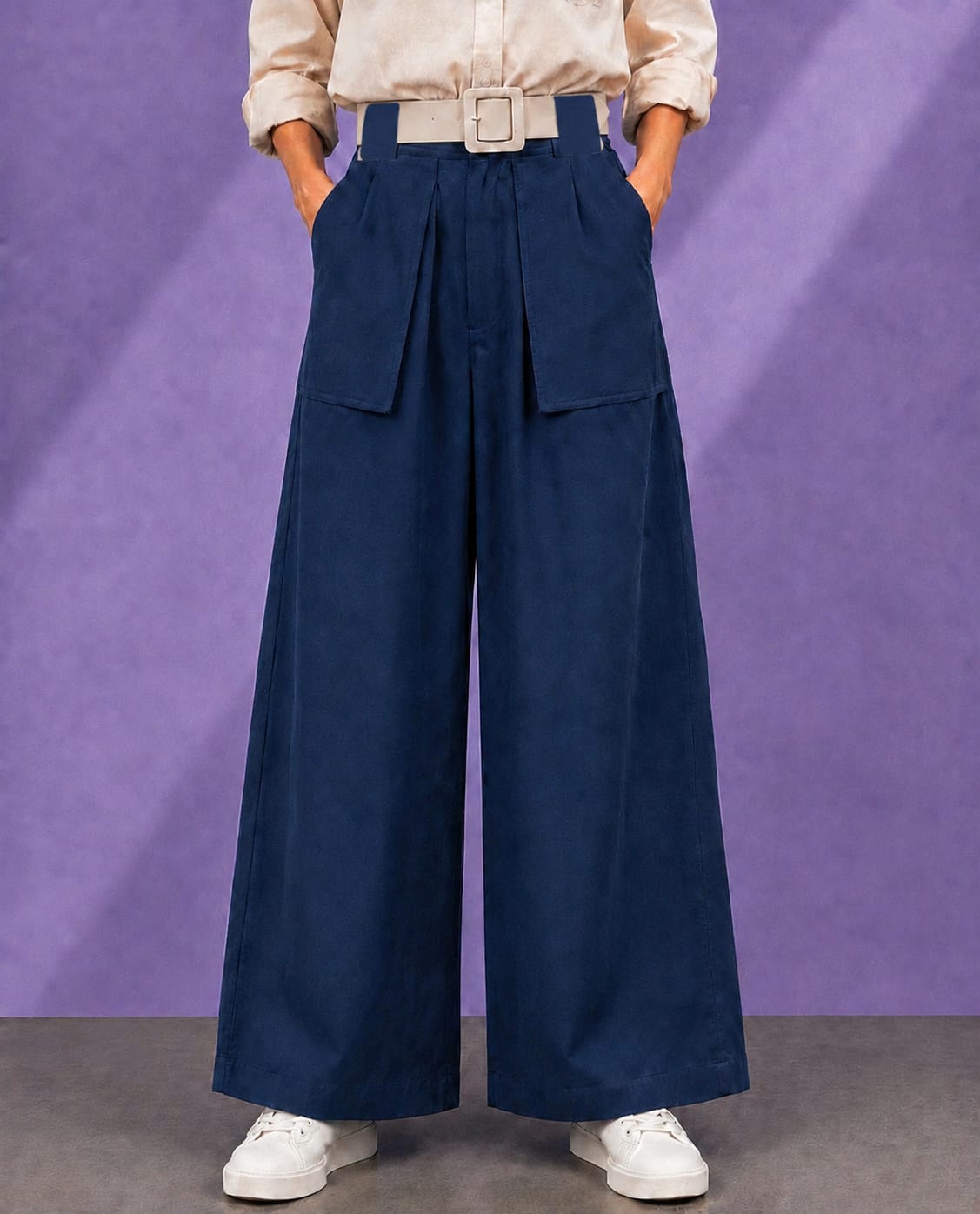 RELAXED FIT WIDE LEG PANTS