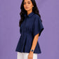 PLEATED PEPLUM SHIRT